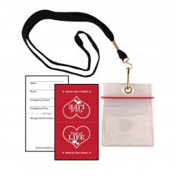 Vial Of Life - Zip Top 2" x 2 3/8" Medical Info Hanging Pocket With Lanyard